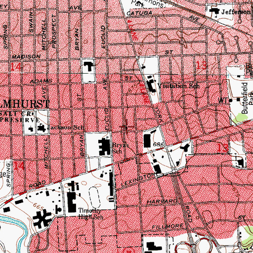 Topographic Map of Elmhurst Christian Reformed Church, IL