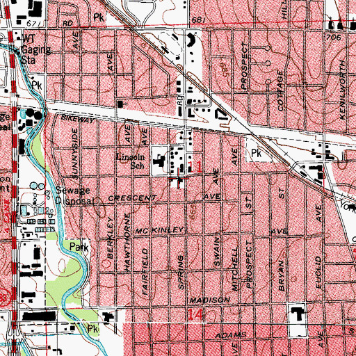 Topographic Map of Epiphany Evangelical Lutheran Church, IL