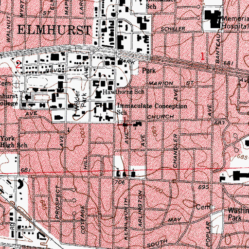 Topographic Map of Episcopal Church of Our Saviour, IL