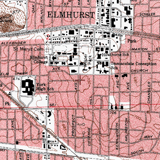 Topographic Map of First Church of Christ Scientist, IL