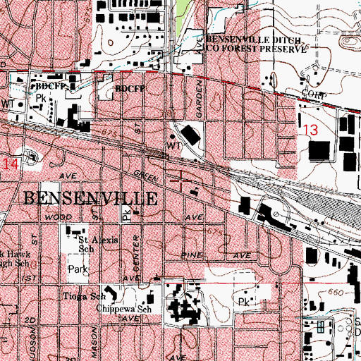 Topographic Map of First Evangelical Church (historical), IL