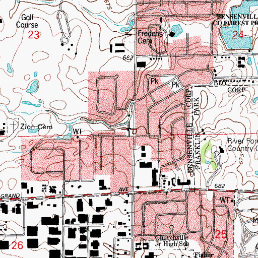 Topographic Map of Grace Lutheran Church, IL