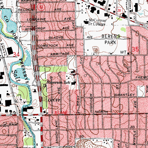 Topographic Map of Mary Queen of Heaven Church, IL