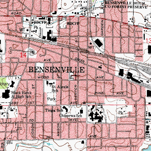 Topographic Map of Peace United Church of Christ, IL