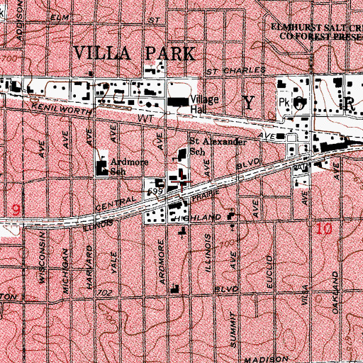 Topographic Map of Saint Alexanders Church, IL