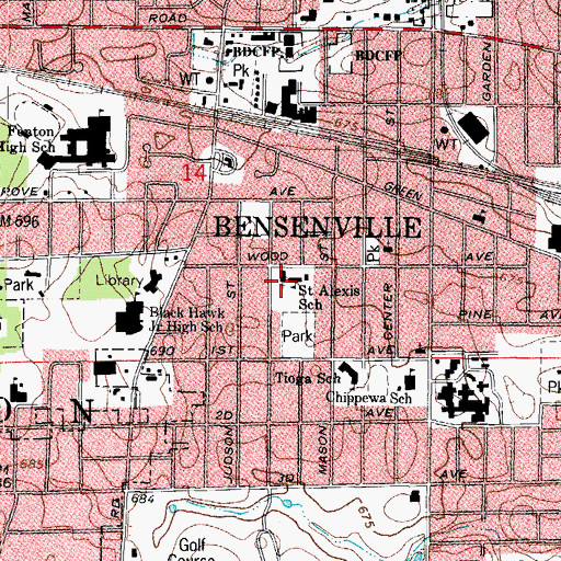 Topographic Map of Saint Alexis Roman Catholic Church, IL