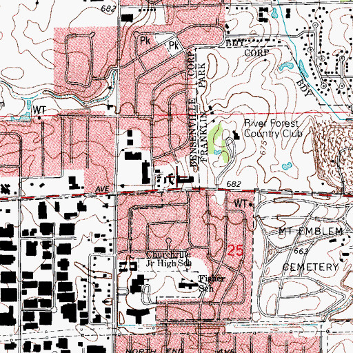 Topographic Map of Saint Charles Borromeo Church, IL