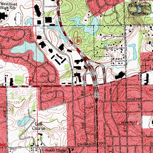Topographic Map of Saint James Crossing Shopping Center, IL