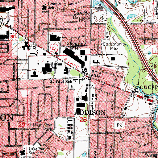 Topographic Map of Saint Paul Evangelical Lutheran Church, IL