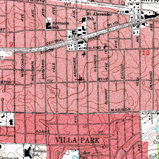 Topographic Map of Saint Paul Lutheran Church, IL