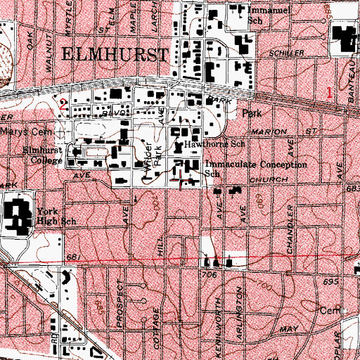 Topographic Map of Saint Peters United Church of Christ, IL