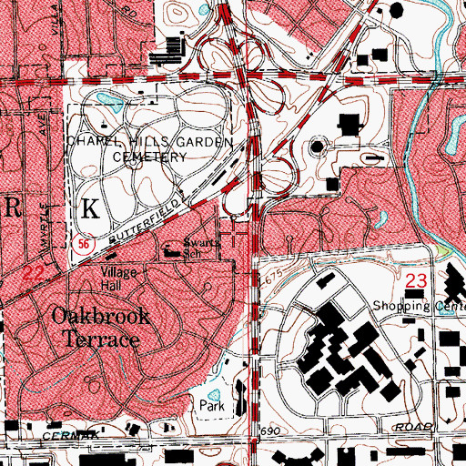 Topographic Map of The Oaks of Oak Brook Shopping Center, IL