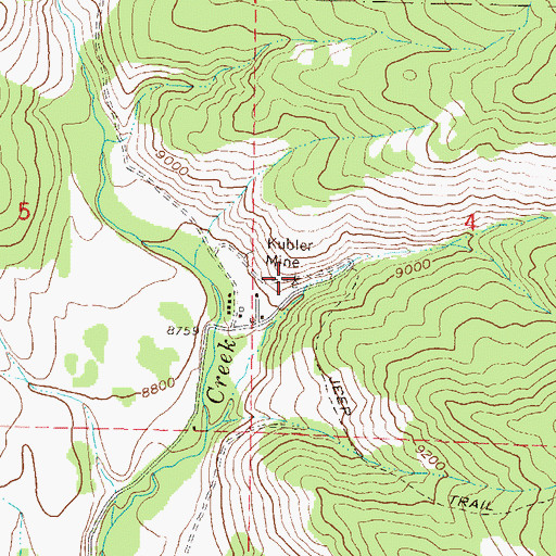 Topographic Map of Kubler Mine, CO