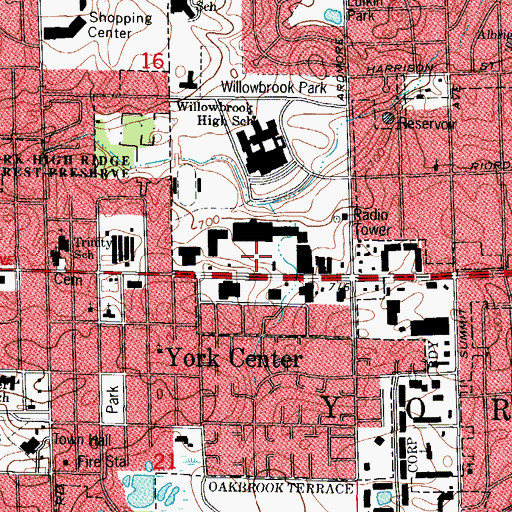 Topographic Map of Villa Oaks Shopping Center, IL