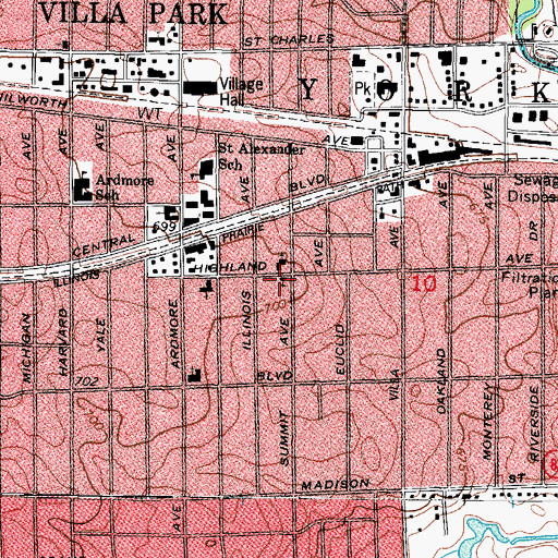 Topographic Map of West Suburban Hispanic Church, IL