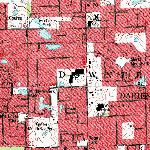 Topographic Map of Westmont Village Shopping Center, IL