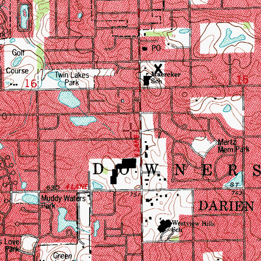 Topographic Map of Westview South Plaza Shopping Center, IL