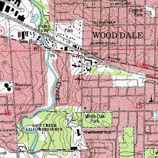 Topographic Map of Wood Dale Community Church, IL