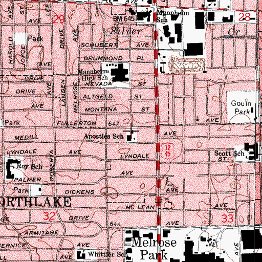 Topographic Map of Apostles Lutheran Church, IL