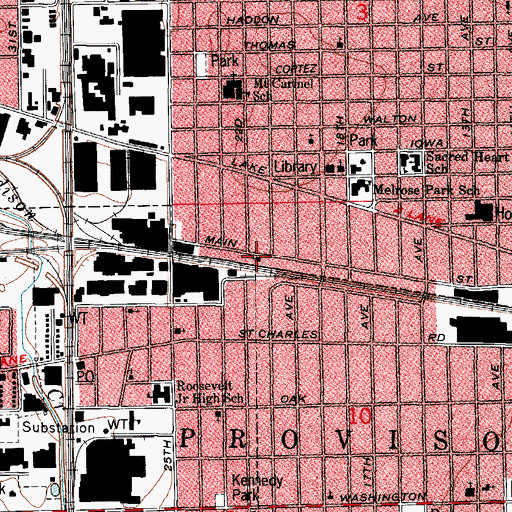 Topographic Map of First Baptist Church, IL