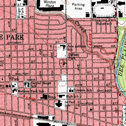 Topographic Map of Iglesia Evangelica de Melrose, IL