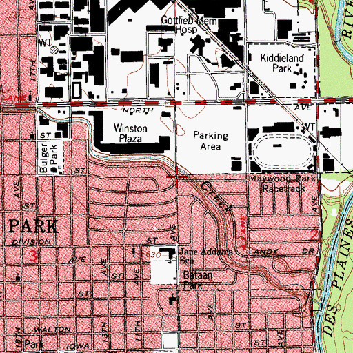 Topographic Map of Melrose Park Methodist Church, IL