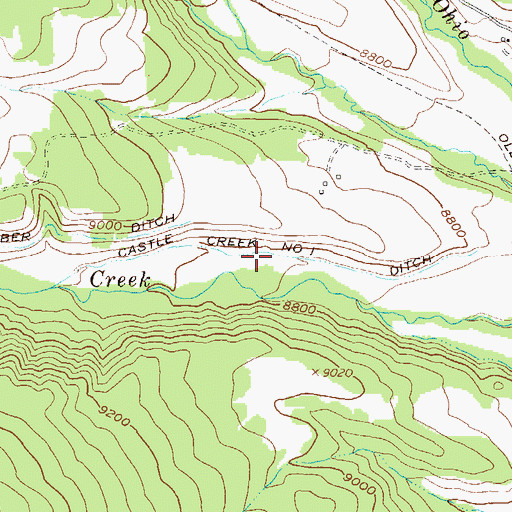Topographic Map of Castle Creek Number 1 Ditch, CO