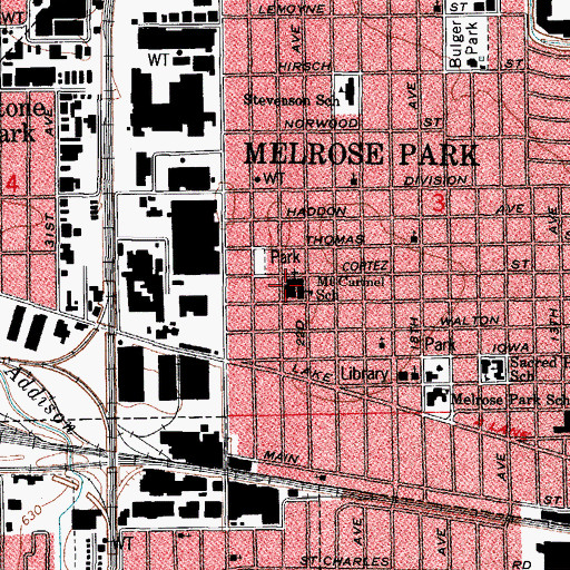 Topographic Map of Our Lady of Mount Carmel Church, IL