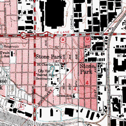 Topographic Map of Saint Charles Borromeo Church, IL
