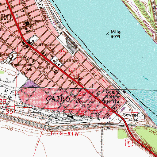 Topographic Map of Cairo Baptist Church, IL