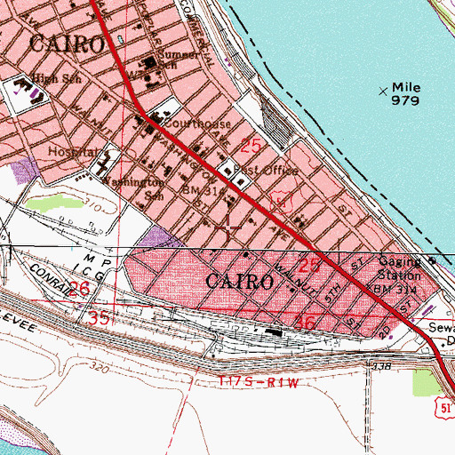 Topographic Map of Douglas Public School (historical), IL