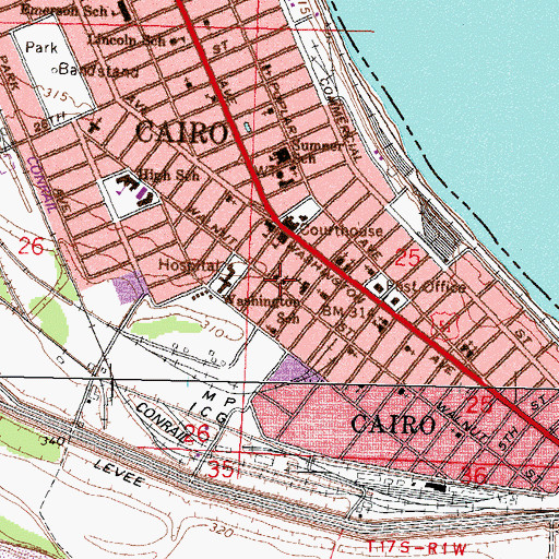 Topographic Map of First Baptist Church, IL