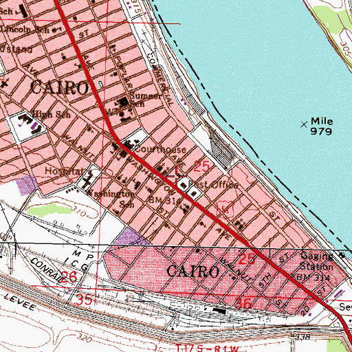 Topographic Map of First Christian Church, IL