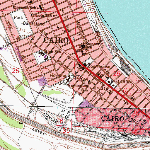 Topographic Map of Saint Josephs Roman Catholic Church (historical), IL