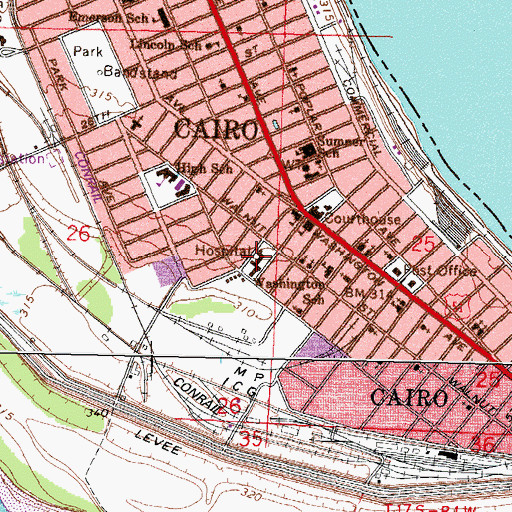 Topographic Map of Saint Marys Hospital, IL