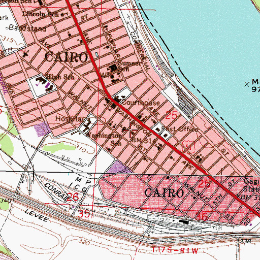 Topographic Map of Ward Chapel African Methodist Episcopal Church, IL