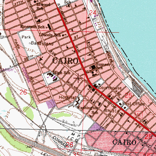 Topographic Map of Washington Avenue Baptist Church, IL
