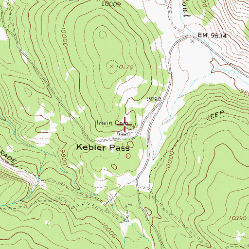 Topographic Map of Irwin Cemetery, CO