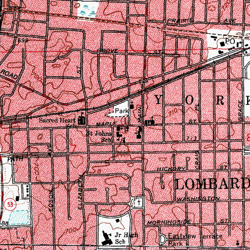 Topographic Map of Calvary Episcopal Church, IL