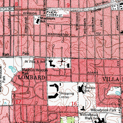 Topographic Map of Community Presbyterian Church, IL