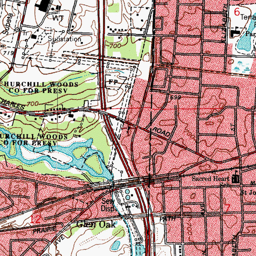 Topographic Map of First Baptist Church of Lombard, IL