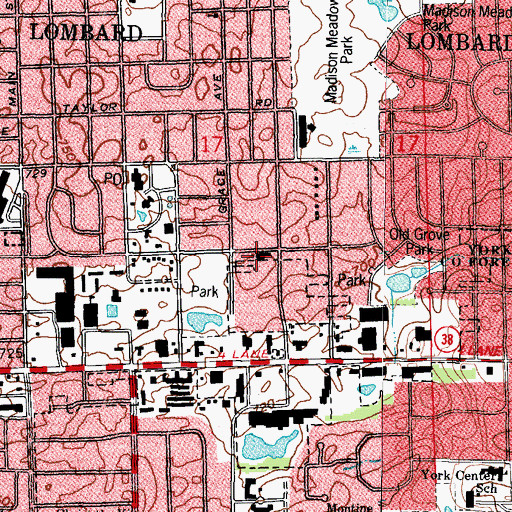 Topographic Map of Grace Baptist Church of Lombard, IL