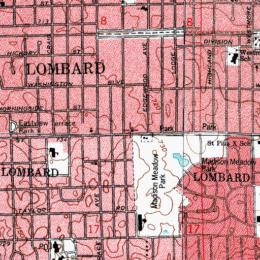 Topographic Map of Lombard Mennonite Church, IL