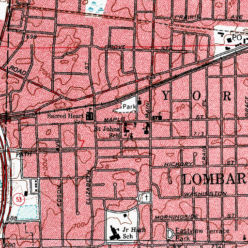 Topographic Map of Saint Johns Evangelical Lutheran Church, IL