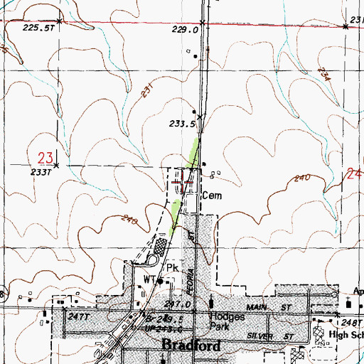 Topographic Map of Bradford Cemetery, IL