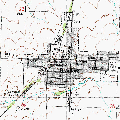 Topographic Map of First Baptist Church, IL