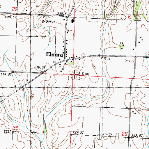 Topographic Map of Elmira Cemetery, IL