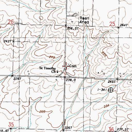 Topographic Map of Grant Cemetery, IL