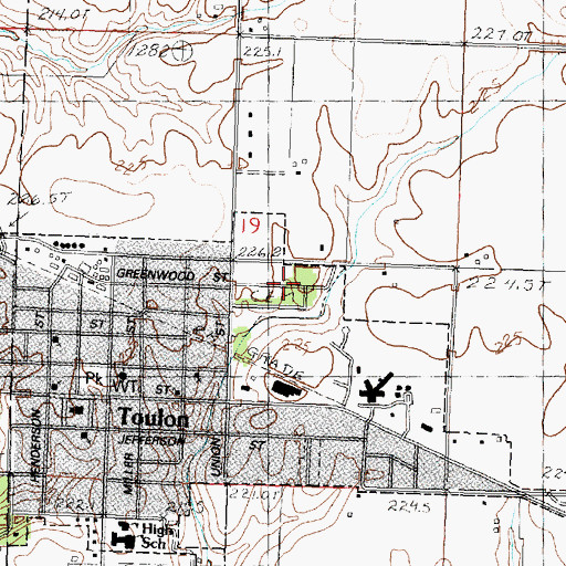 Topographic Map of Toulon Cemetery, IL