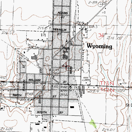 Topographic Map of Wyoming Methodist Church, IL